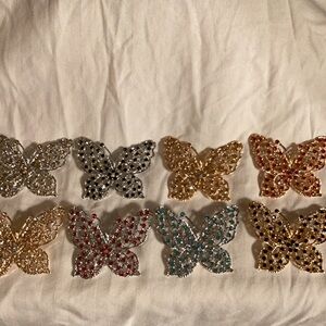 5 Elegant Butterfly  BROOCHES Set - Gold, Silver, Black, Red, Blue